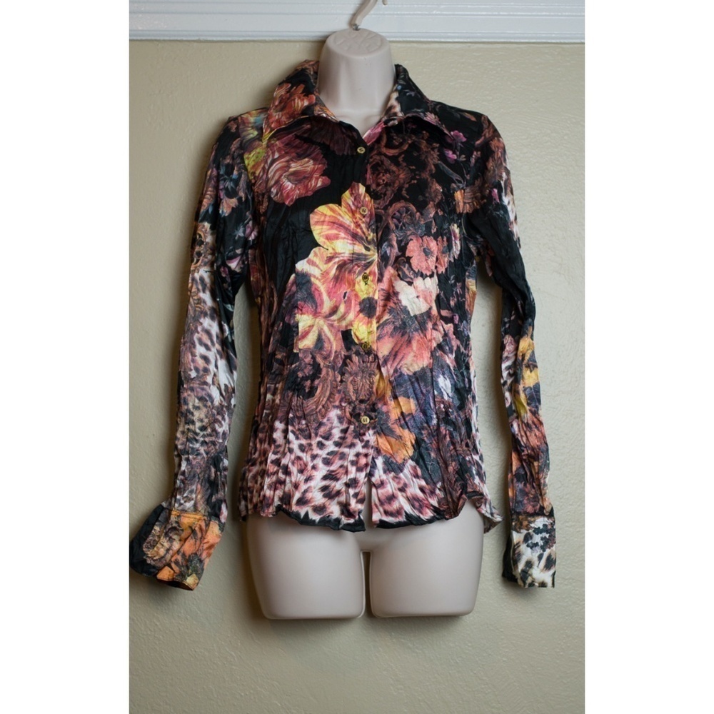 Roberto Cavalli Abstract Animal Print Blouse Top S​